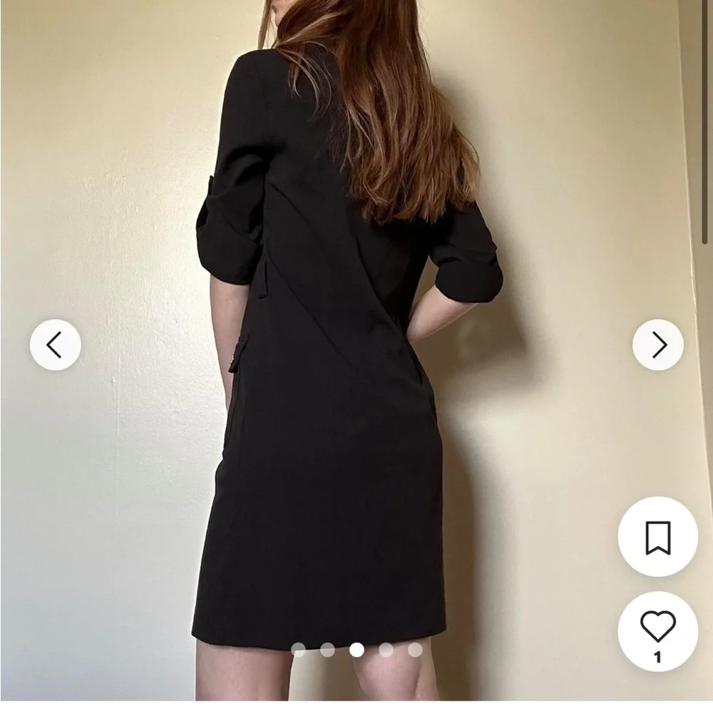 Michael Kors Half Zip Shirt Dress, Black, Size medium